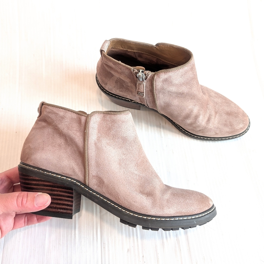 SAM EDELMAN Pryce Women's Tan Suede Leather Block Heel Ankle Boots Size 7